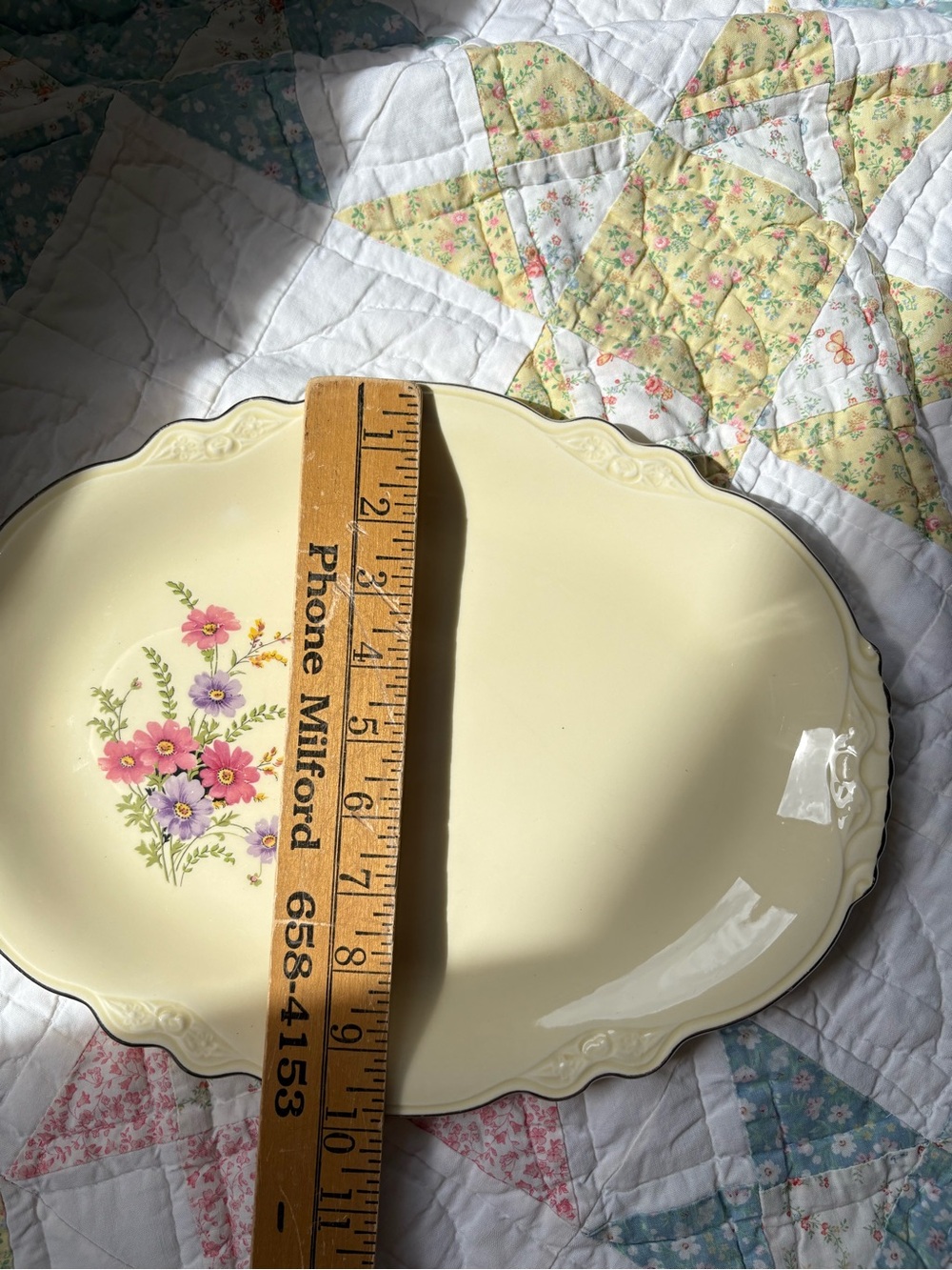 Vintage 1950s Floral Ceramic Serving Platter Homer Laughlin Virginia Rose M57N8 - Picture 13 of 16